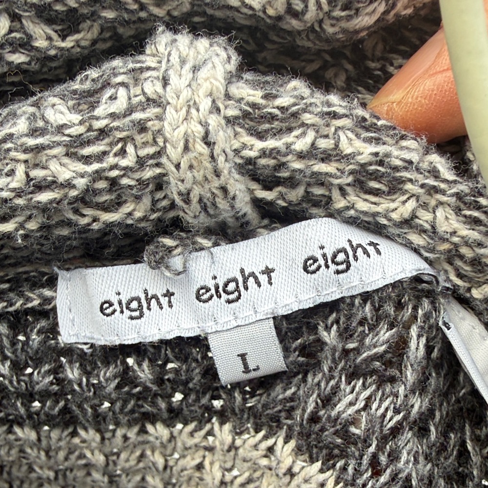 Eight Eight Eight Charcoal and Light Gray Striped Turtleneck Sweater - Picture 3 of 4